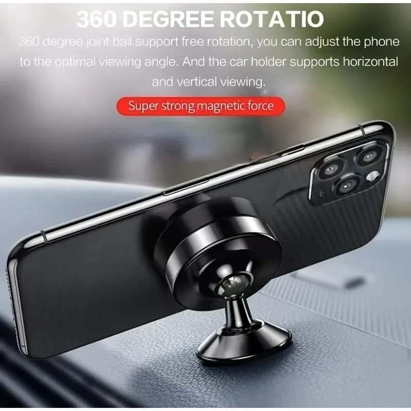 Metal Magnetic Phone Holder Mini Round Car Magnet Mount Universal Stick on Dashboard Magnetic Stand for Smartphone Navigation
