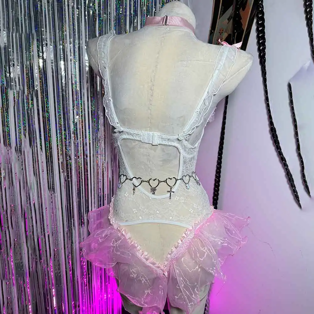 القلب في سن المراهقة Harajuku القوس القوطية Y2K القمم 90s ايكو ملابس للنادي لتقوم بها بنفسك يدوية ايمو الرقمية الهيب هوب E-الفتيات الجرونج الصليب القوطي Kawaii