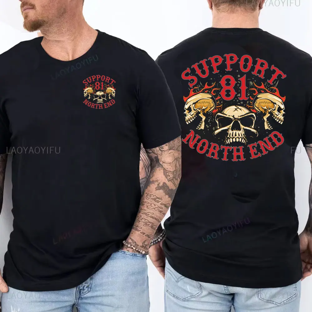 New Support 81 Hells Angels Men Summer Cotton T-Shirt Letter Skull Print Solid Color Fashion Casual Top Men Adult Streetwea 2024