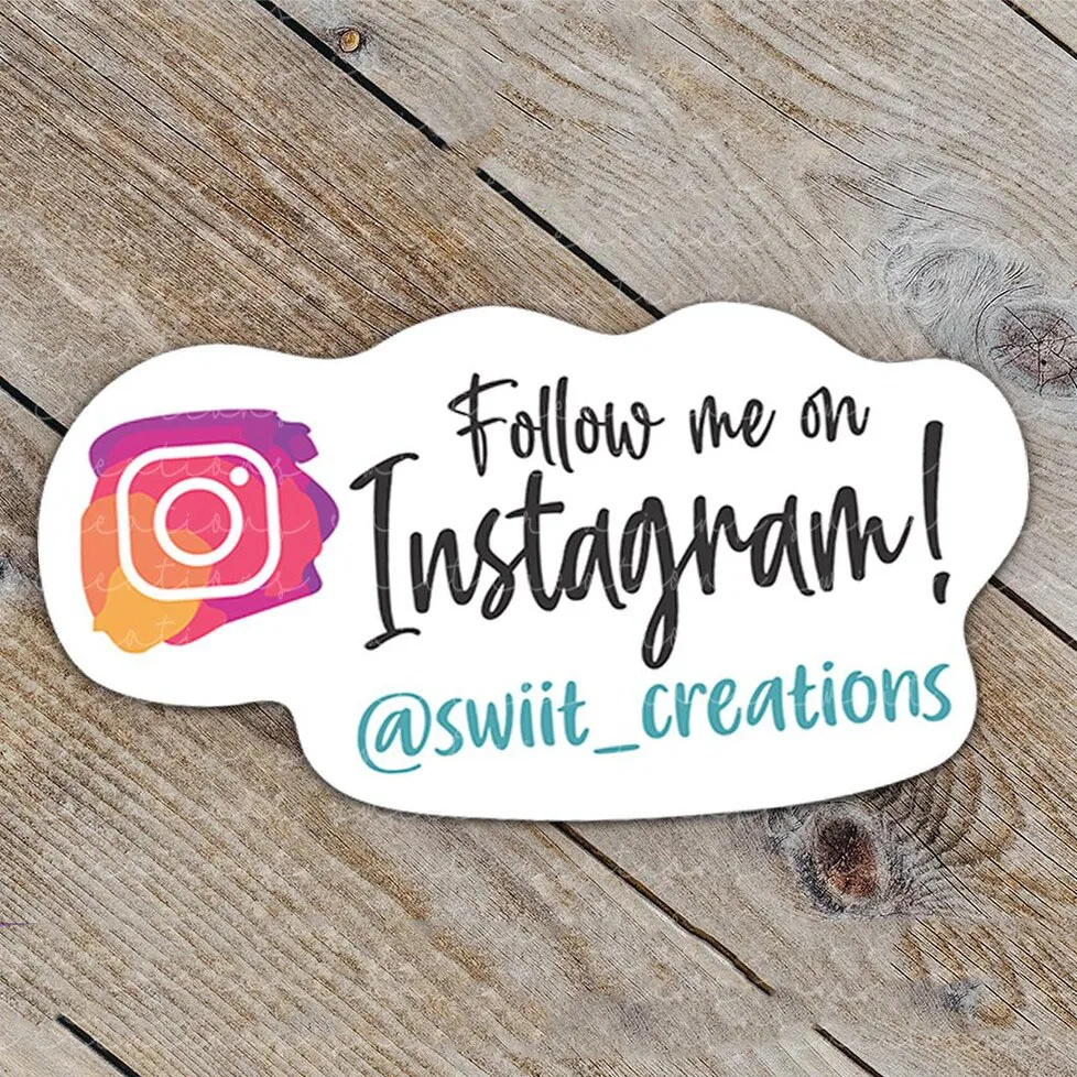 Adesivo Personalizado para Instagram e Facebook |   Siga-me na Etiqueta para Embalagem |   Tag Personalizado para Redes Sociais para Pequenas Empresas