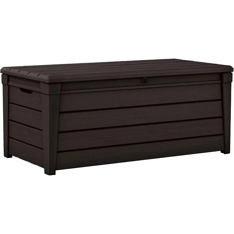 

Outdoor Storage Deck Box, Waterproof Patio & Pool Bin, Large, 120 Gallon, Brown
