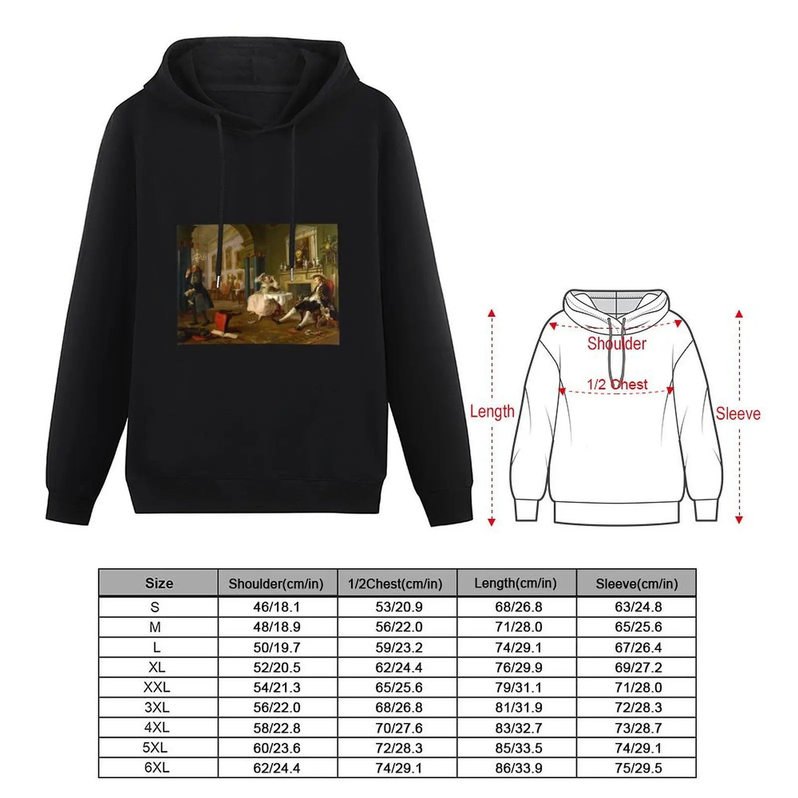 Marriage A-la-Mode: 2, The Tête à Tête by William Hogarth (c1743) Hoodie men wear pullover hoodies