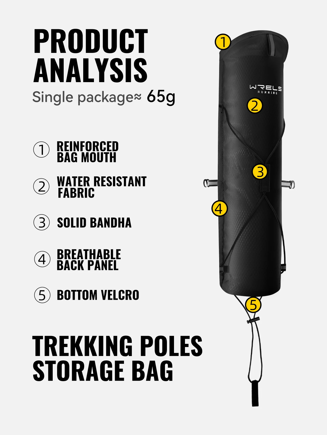WRELS Leichte Externe Wanderstock-Aufbewahrungstasche Trekking-Wanderstöcke Tragbare Tragetasche Geeignet für Westen-Rucksäcke Gehstocktasche – Detail 8