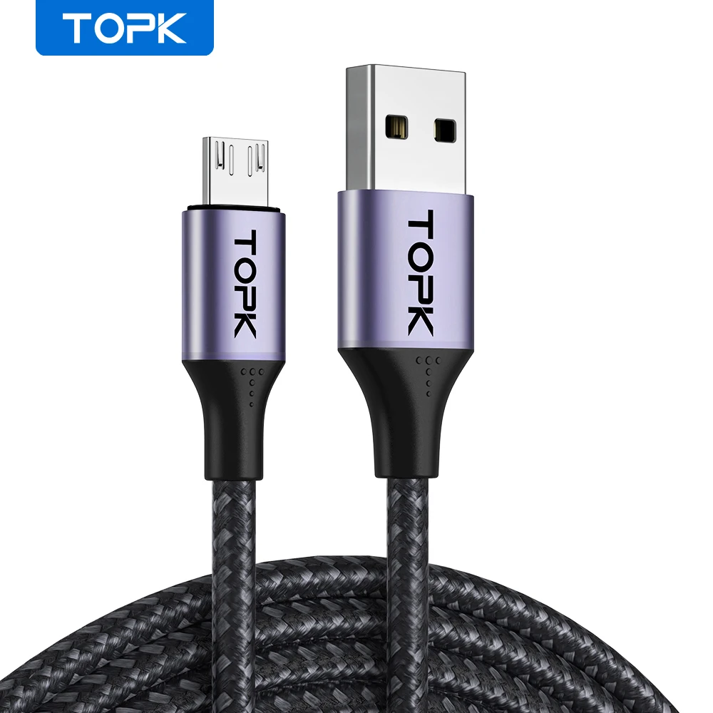 TOPK 2.4A Micro USB Cable Fast Charging Mobile Phone Micro USB Wire cord For Xiaomi Android Micro USB Charger Data Cable