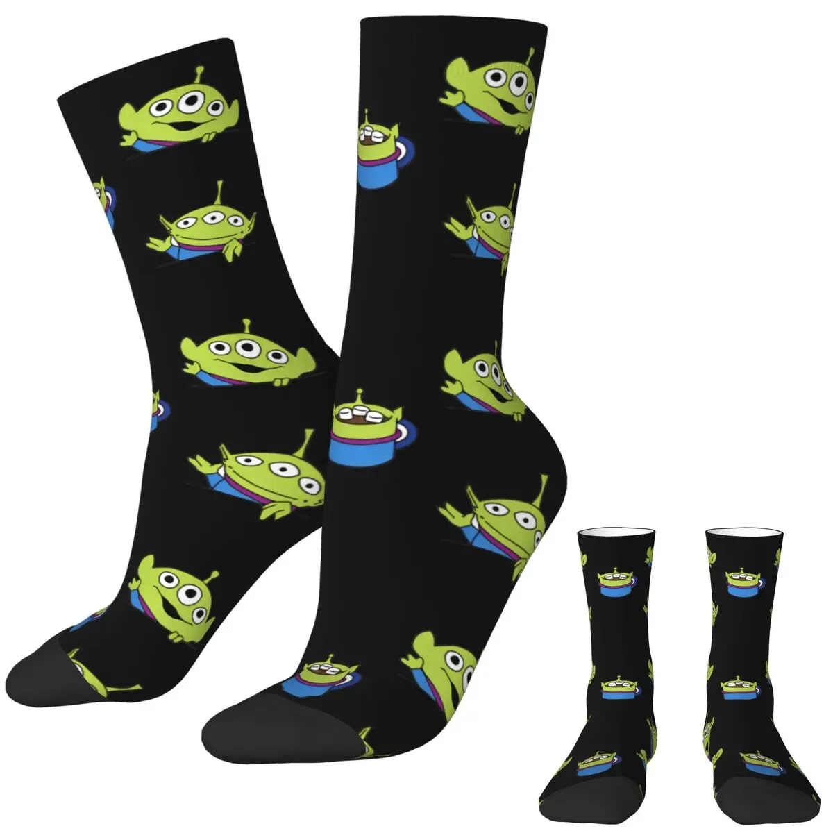 Toys Storys Calcetines alienígenas Medias divertidas Calcetines antideslizantes de otoño para hombres Calcetines medianos de diseño suave para exteriores