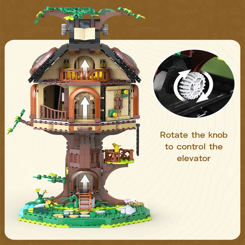 1808 Pcs Cada Forest Tree House Library Architecture Building Blocks City MOC LED Light Friends Home Decoration Bricks Toys Gift