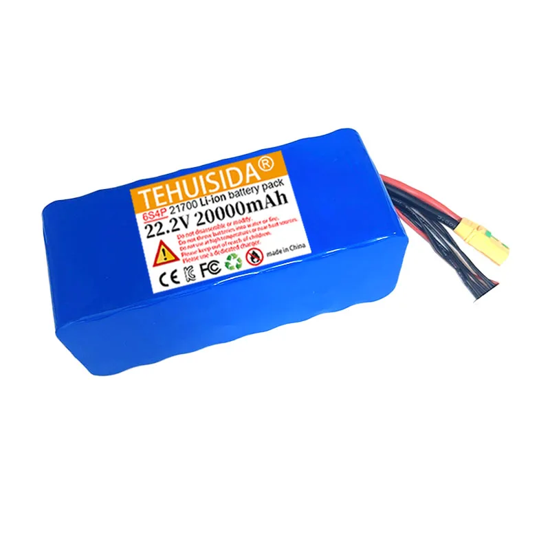 6S 22.2v 20000mAh 10c High Rate 21700 Drone Lithium Battery Pack XT60/XT90/XT90-S/T Plug Can Be Customized