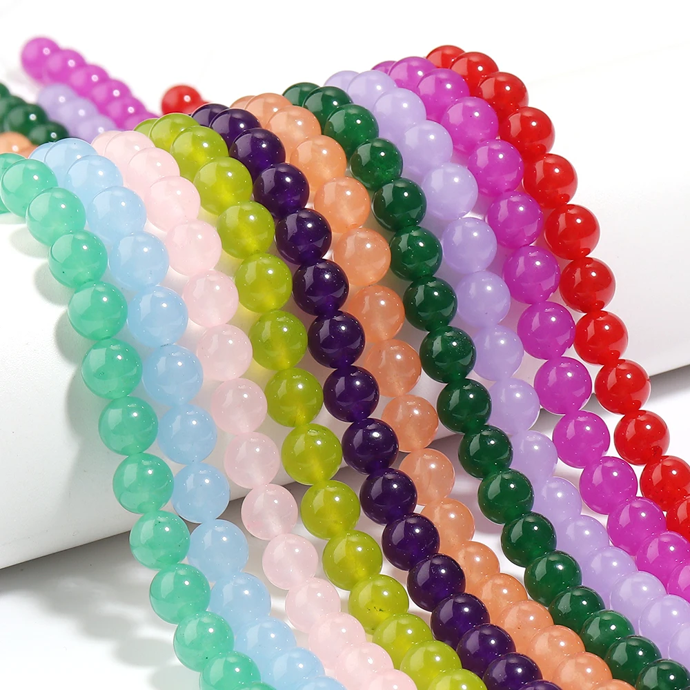 1Strand 4/6/8/10/12mm Natural Stone Purple Green Jade Beads Round Loose Spacer Beads For Jewelry Making Diy Necklace Bracelet