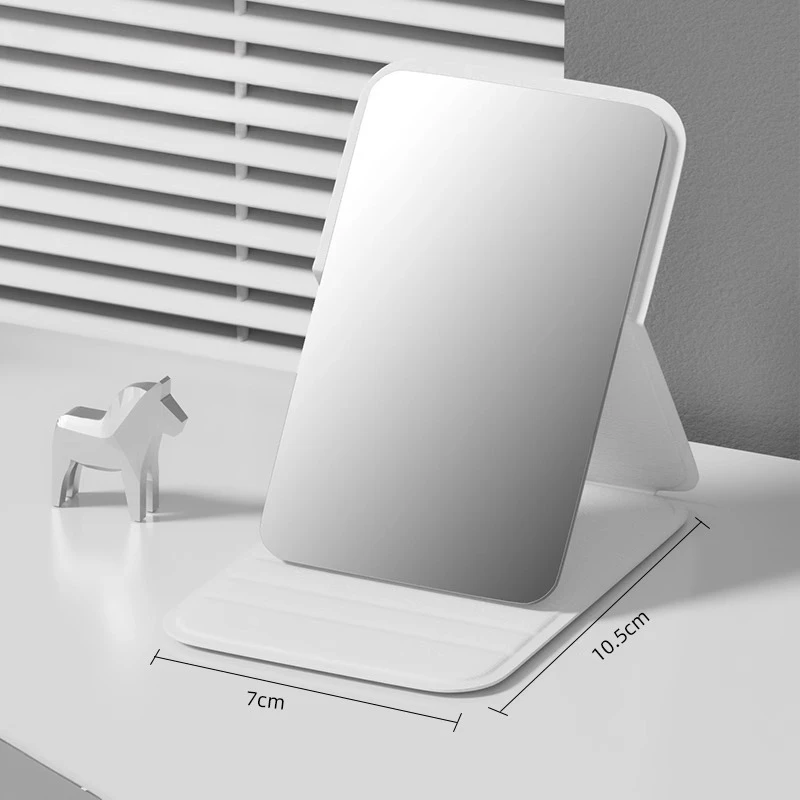 Desktop Makeup Mirror PU Leather Simple Portable Handheld Makeup Mirror Foldable Student Compact Cute Pocket Mirror