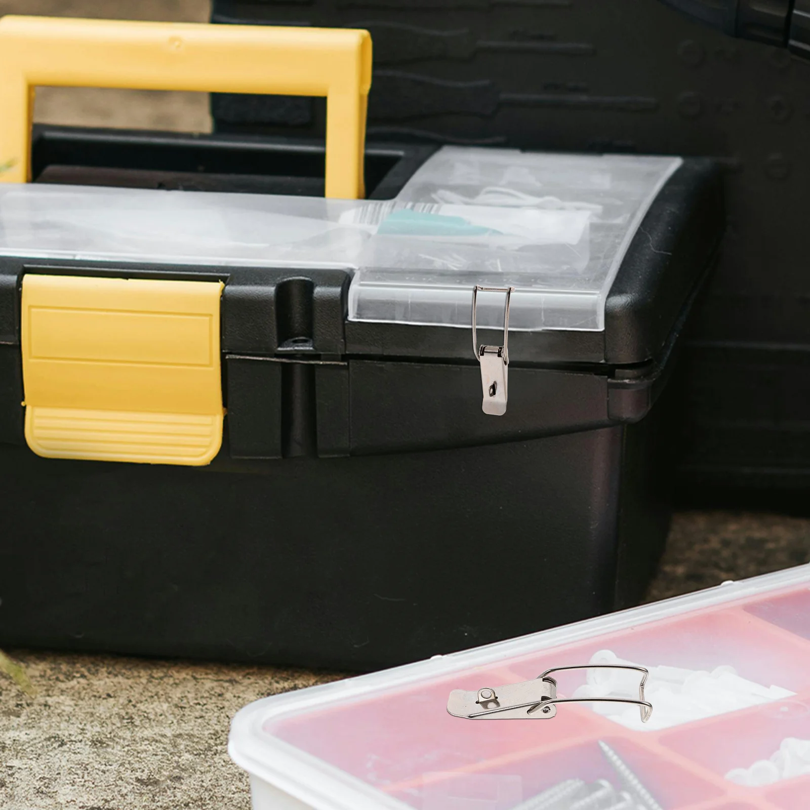 

6pcs Stainless Steel Latch Extended Hook Lock Heavy Duty For Iron Drum Toolboxes Water Tanks Garage Door Gate Pull Ring Cabinet