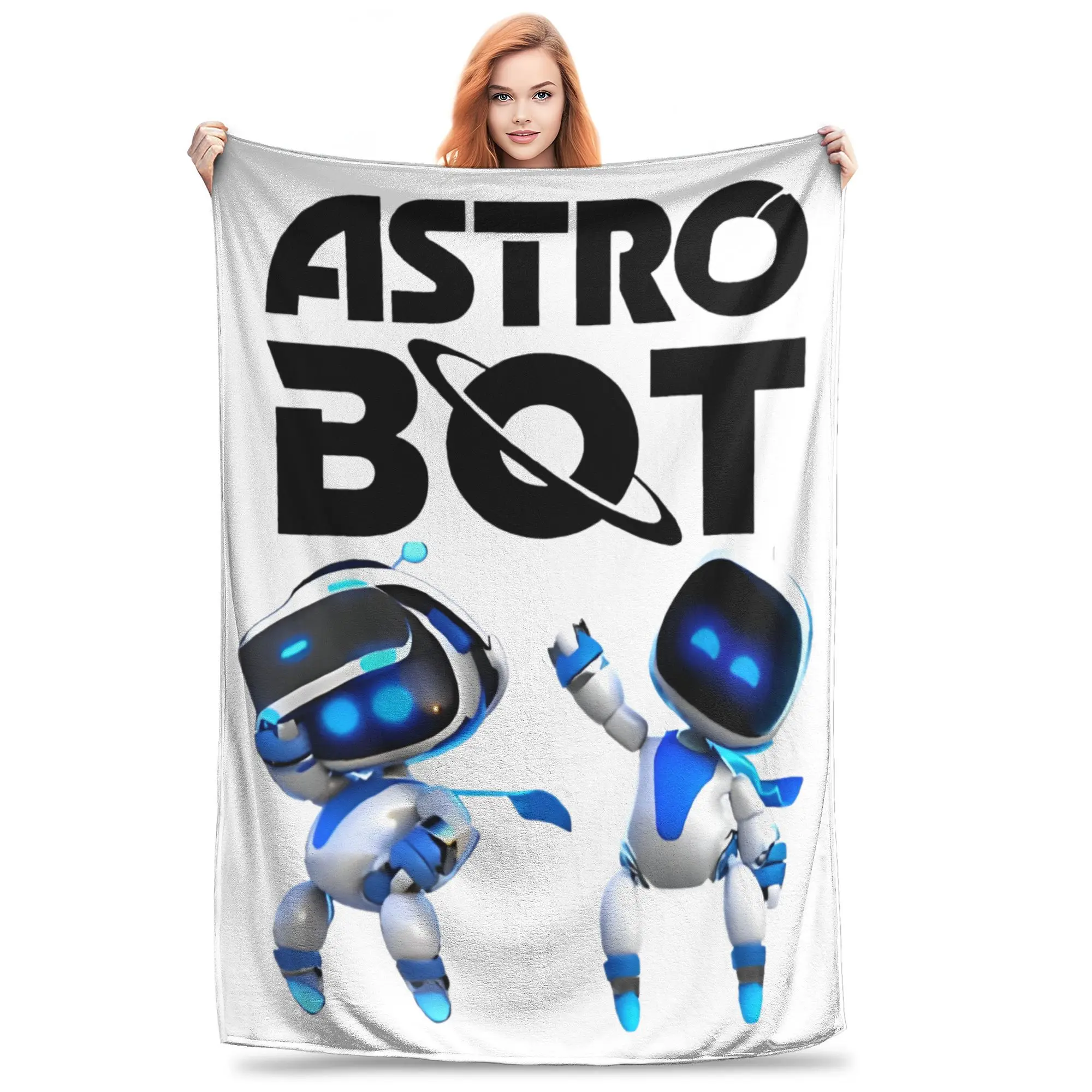 ASTRO BOT Astrobot Design  Flannel Blanket  Funny Throw Blankets for Home Hotel Sofa  150*125cm Bedspread