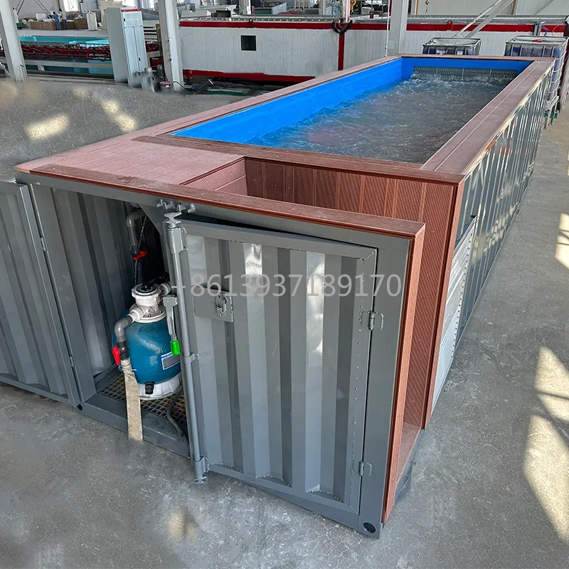 Top Notch China Supplier Big Jacuzzi Embedded Acrylic 40ft 18ft Shipping Container Swimming Pool