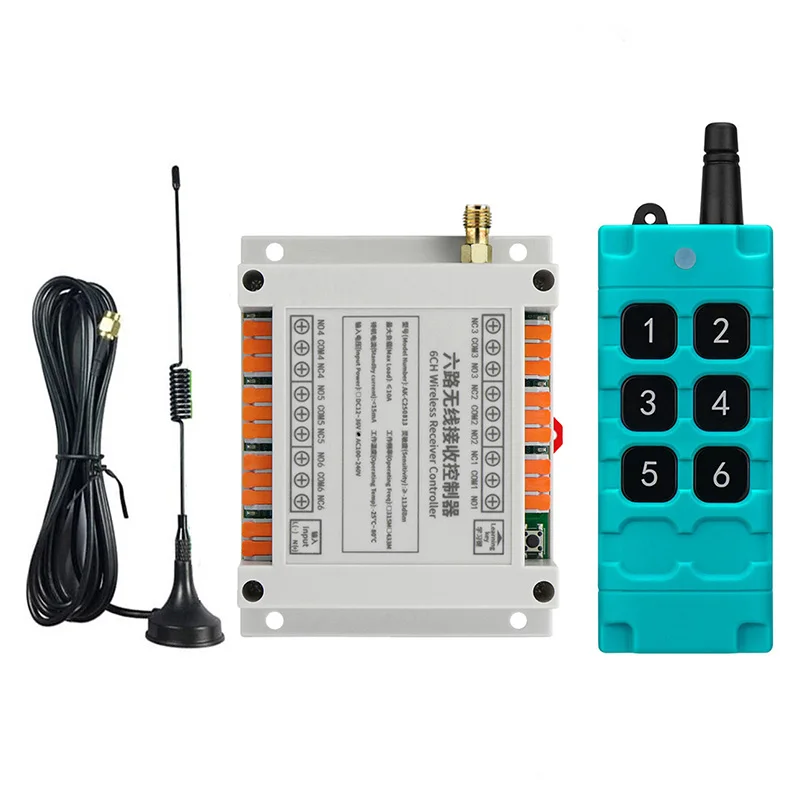 

2000m DC12V 24V 36V 6CH 30A Relay RF Wireless Remote Control Switch Receiver Transmitter Suction Antenna For LED Light or Motor