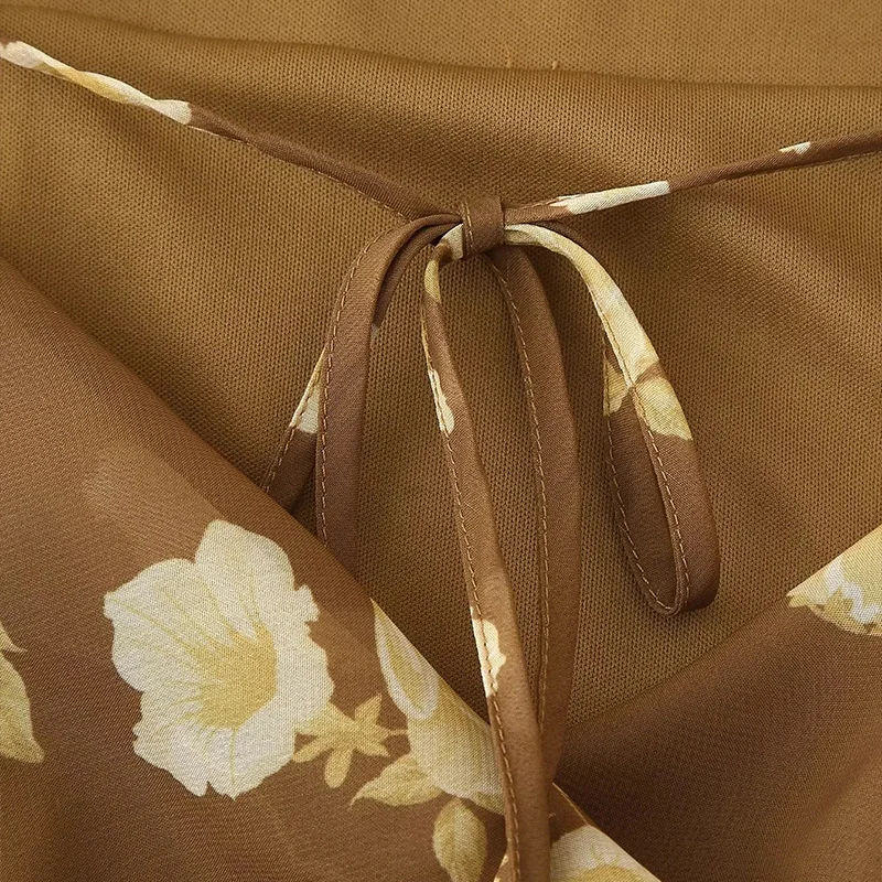 Z 2025 Spring Faion طبقة مزدوجة كشكش هيم شيفون سوينغ Ne Strapl Dr Ele Sle المرأة قسط Dr