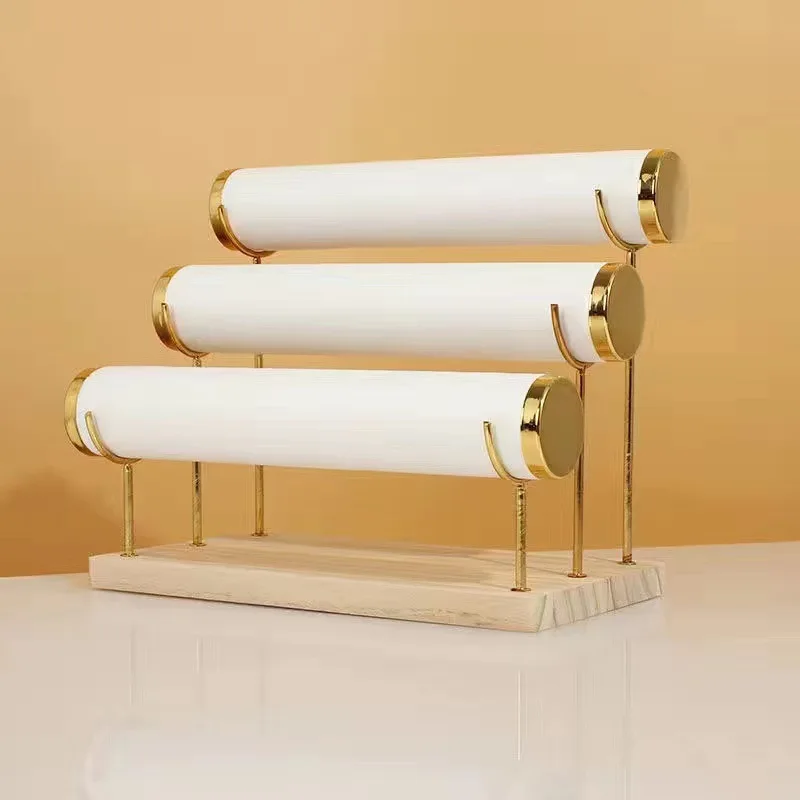 Bracelet Holder Jewelry Display Stand Velvet Watch Holder Exhibitor Jewelry Rack Solid Wood Premium Bangles Display Stand