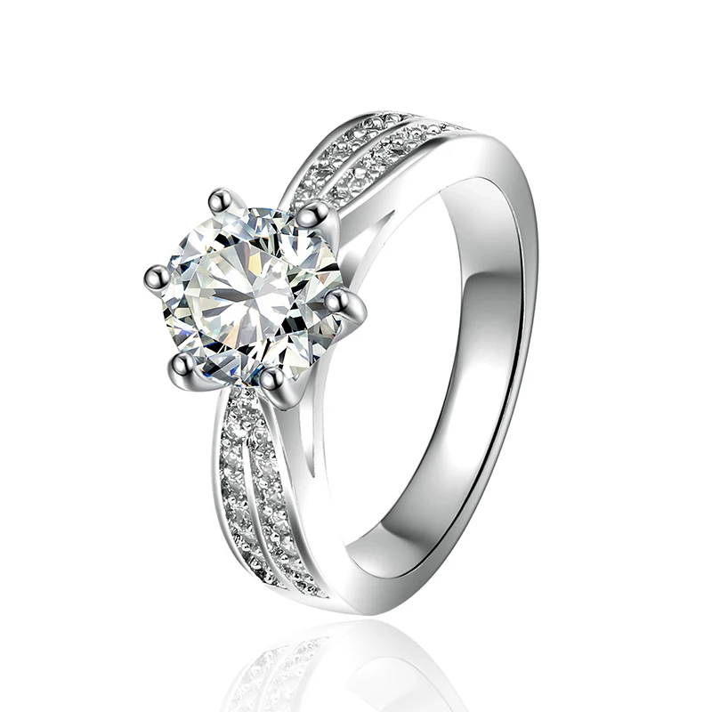 

White Gold Gem 1.5 Carat Princess Cut Simulated Diamond Silver Ring