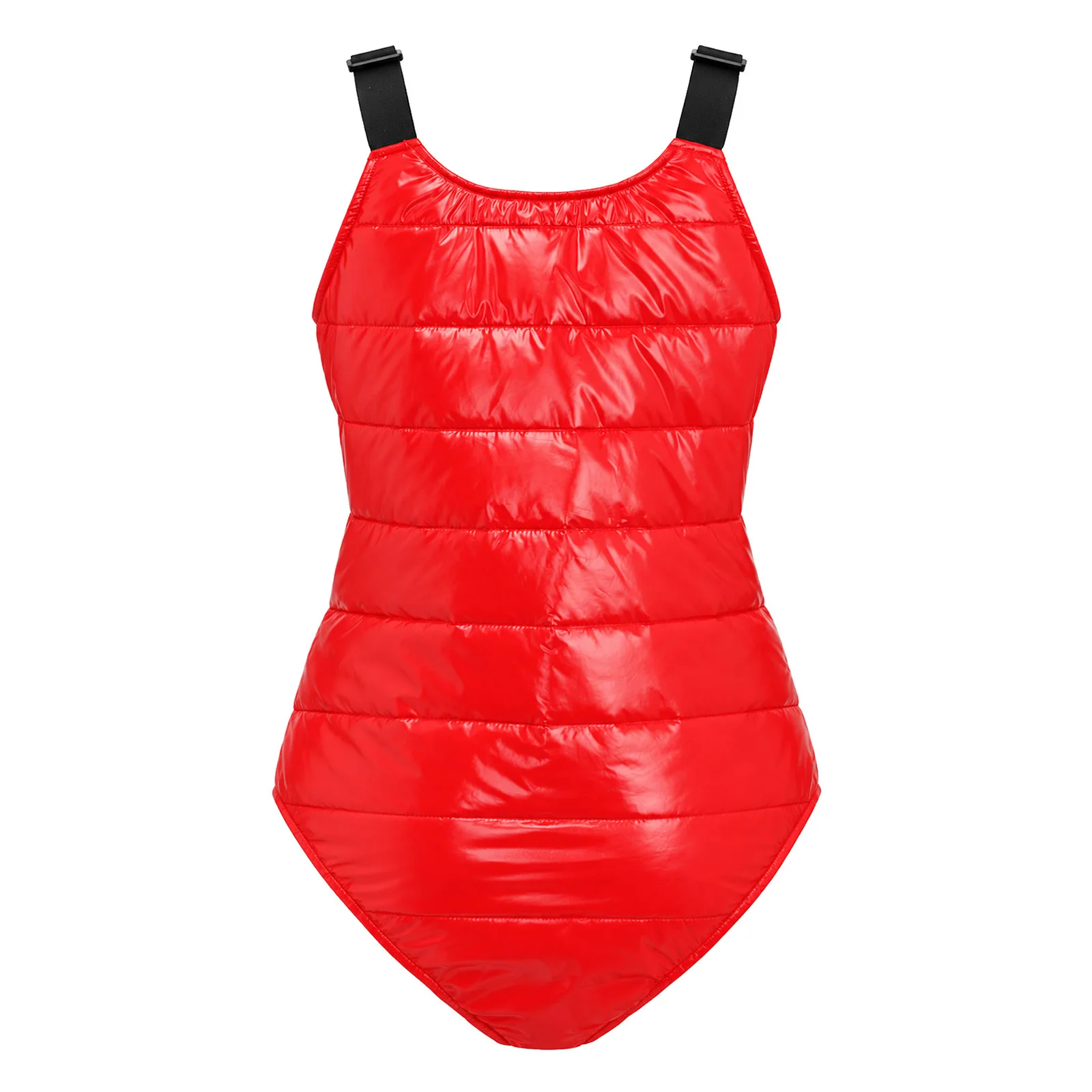 Women Water Resistant Padded Bodysuit Adjustable Buckle Straps Zipper Front Leotard with Zip-up Pockets for Casual Daily Life