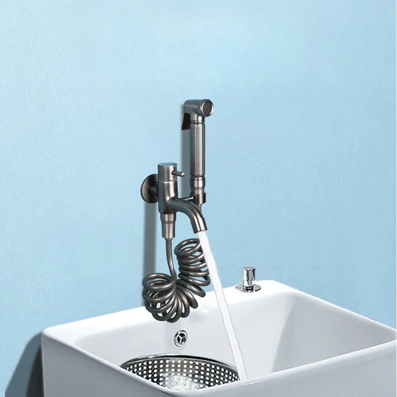 

Mop pool faucet， Multi functional balcony wall mounted faucet, gray pressurized flushing spray gun