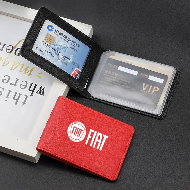 Leather Credit Card Cover ID Card Holder Pocket For Fiat 500 Panda Cronos Argo Punto Tipo Doblo Abarth Bravo Stilo Ducato Pondo
