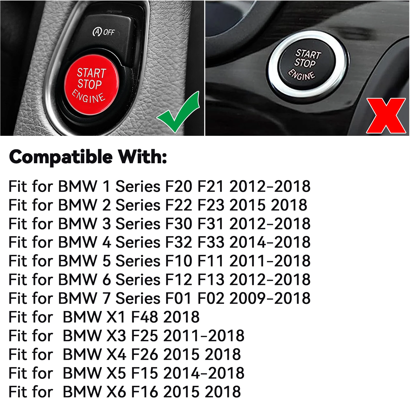 Car Engine START STOP Switch Button Replace Cover + Tools For BMW F20 F21 F22 F23 F30 F31 F32 F33 F10 F11 F12 F13 F01 F02 X1 X3