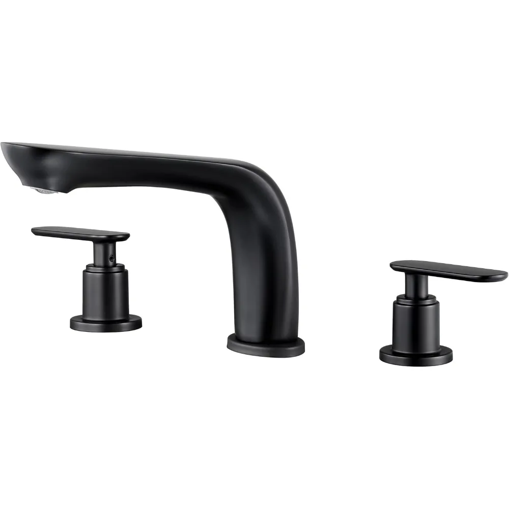 

Matte Black 2-Handle Widespread Roman Tub Faucet with High Flow Deck Mount for Classic Bathtubs