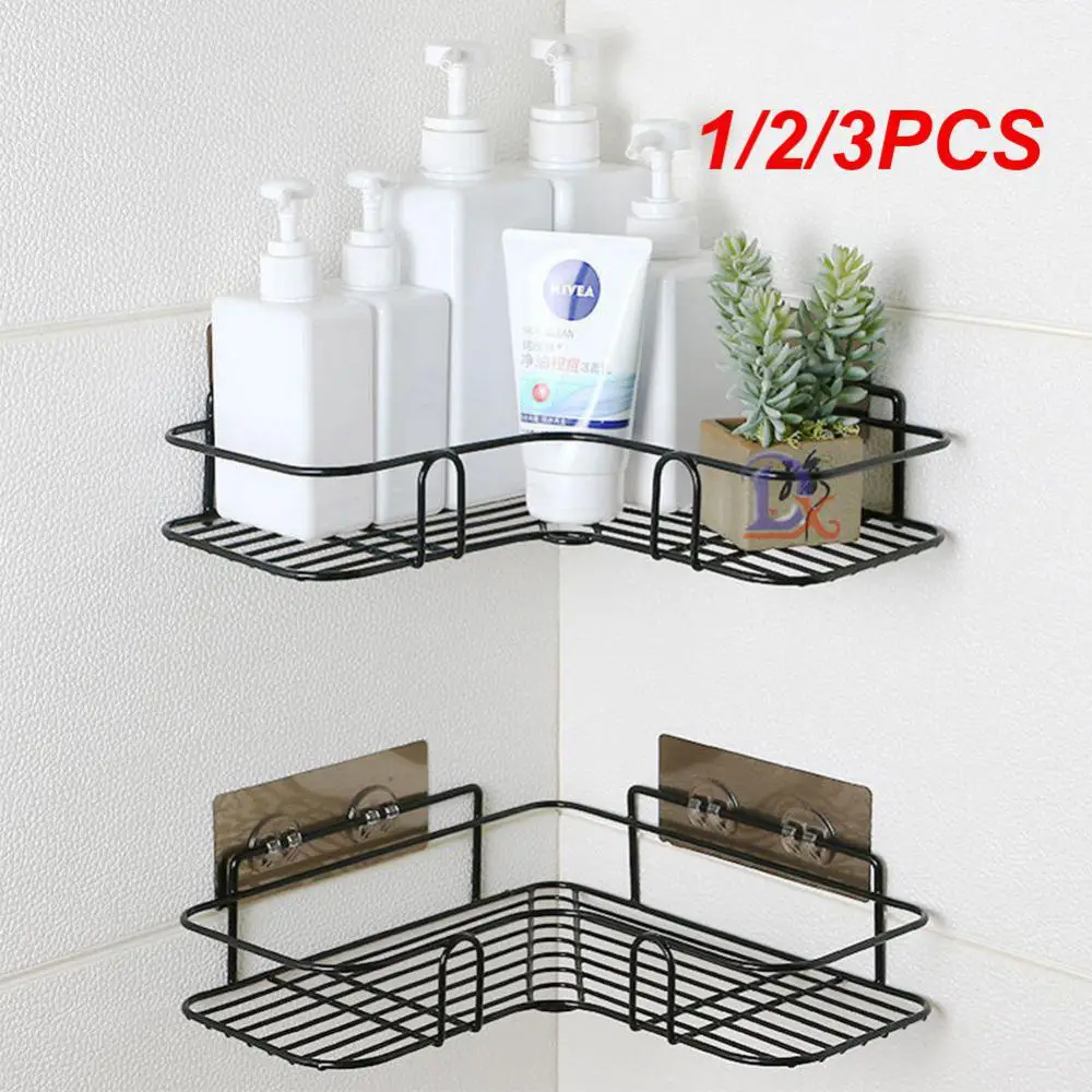 1/2/3PCS Bathroom Shelves No-drill Corner Shelf Shower Storage Rack Holder Shampoo Tray Stand Toilet Organizer Bathroom