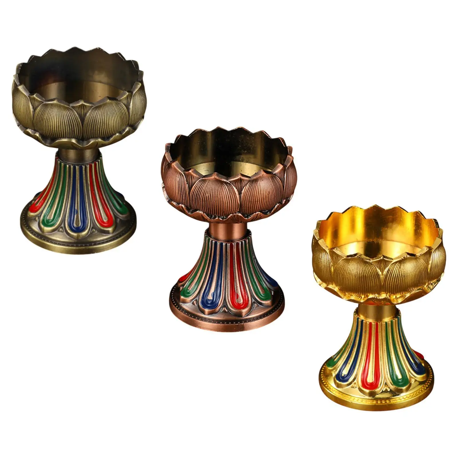 Ghee Lamp Holder, Tea Light Holder Buddhist Altar Supplies Alloy Candle Holder Butter Lamp Holder for Tabletop Home Bedroom