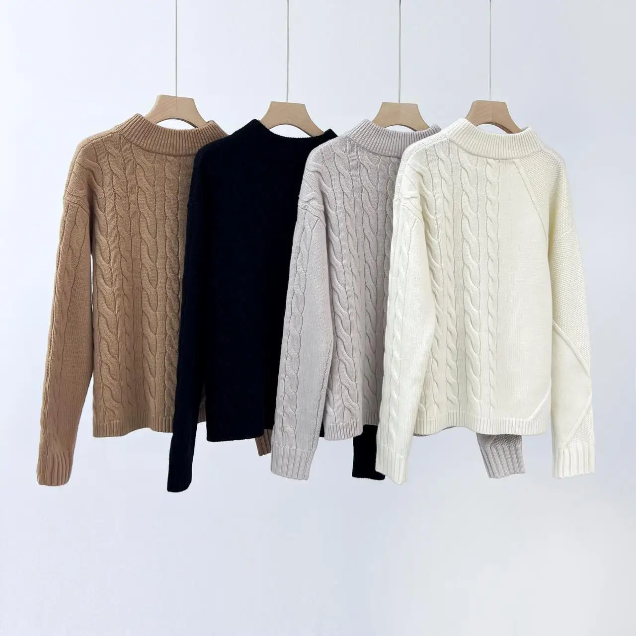 

Winter and 2023 New Autumn Women's Wool Blended Thread Mock Neck Sweater 0929