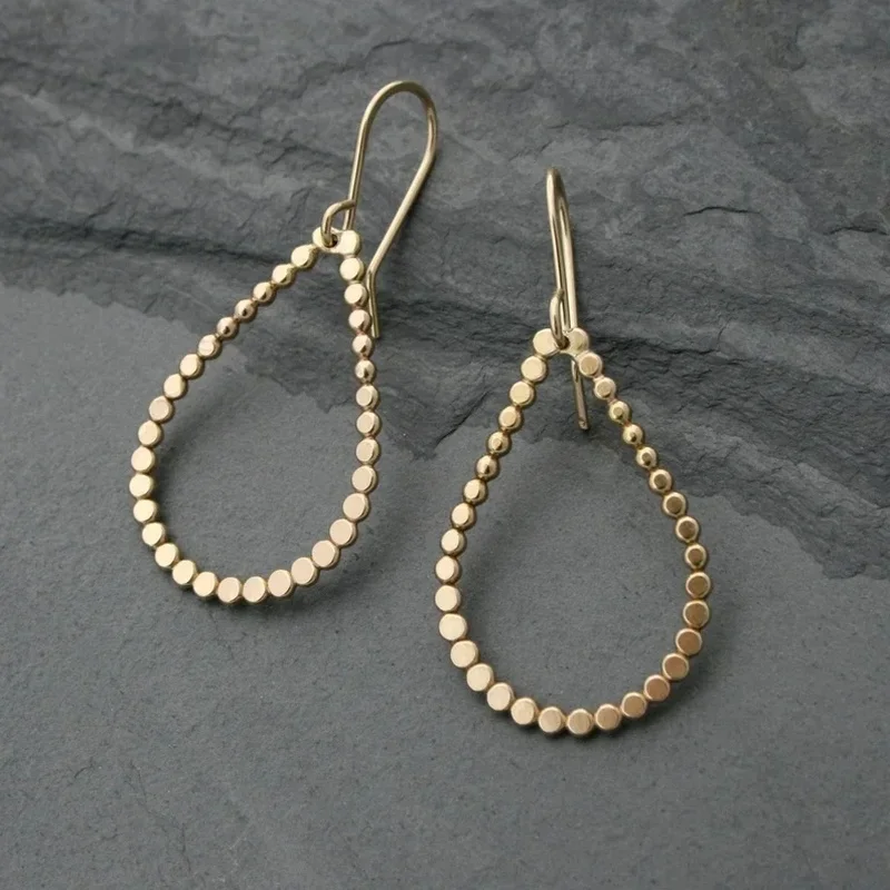 Simple Drop Shaped 925 Silver Needle Gold Plated Forged Pendant Earrings Ladies Fashion Party Travel Jewelry for Everyday Wear