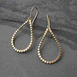 Simple Drop Shaped 925 Silver Needle Gold Plated Forged Pendant Earrings Ladies Fashion Party Travel Jewelry for Everyday Wear