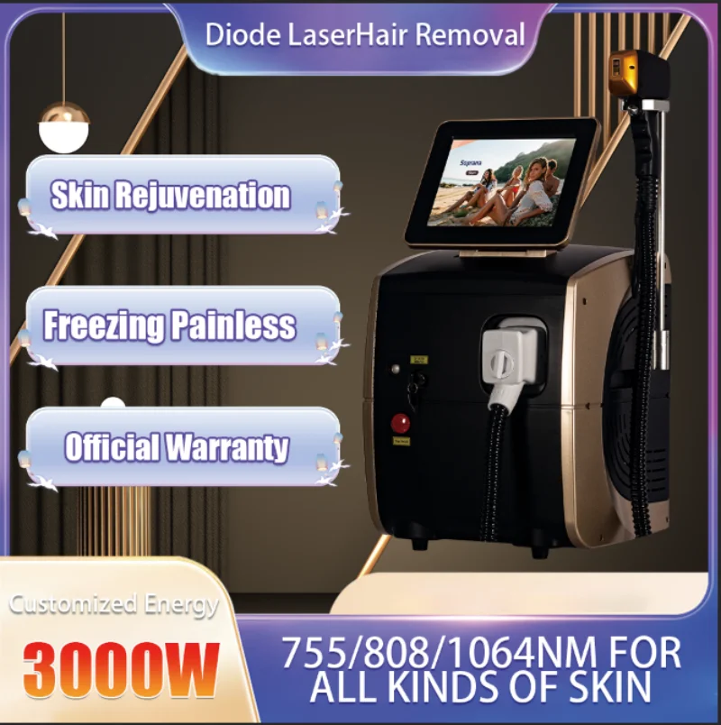 

Newest Whole Body Laser Hair Removal Device Diode Nd YAG Laser Painless Ice Titanium Hair Removal Machine 755 808 1064NM