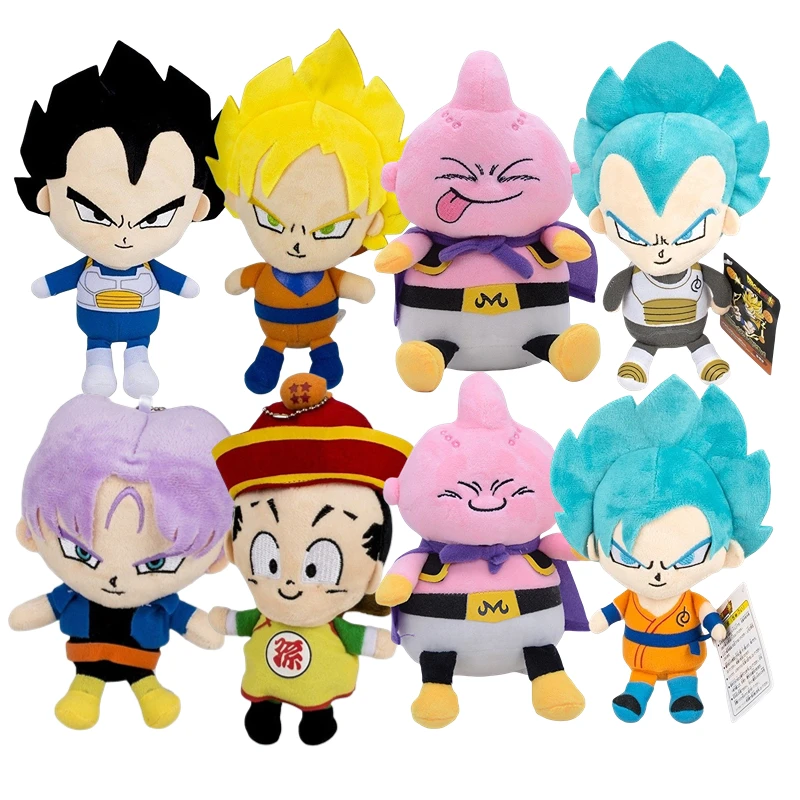 20cm Dragon Ball Plush Stuffed Toys Goku Vegeta Buu Gohan Trunks Japan Anime Figure Kawaii Dolls Kids Birthday Gifts Xmas Decor