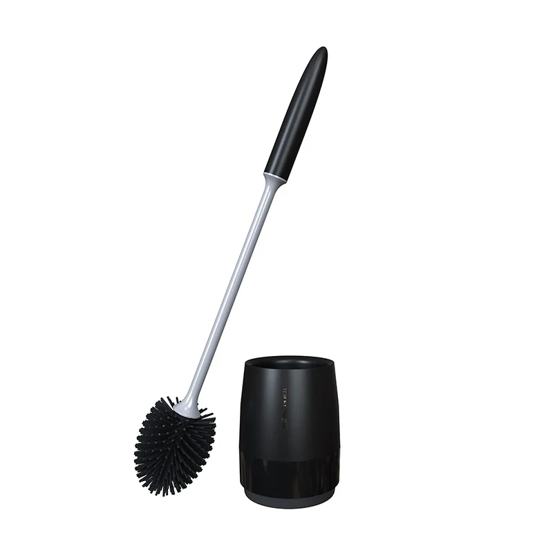 1Set Silicone Head Toilet Brush Quick Draining Wall-Mount Or Floor-Standing Bathroom Cleaning Tool Accessory