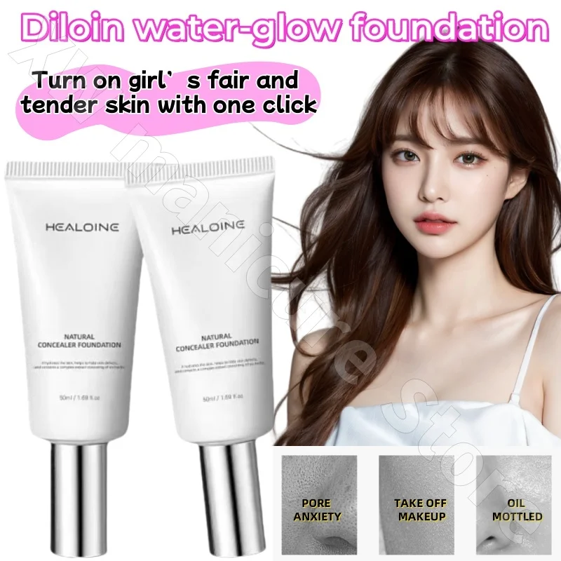 

HEALOINE Water-glow Foundation Brightens Skin Tone Conceals Blemishes Nourishes Moisturizes Delicate Skin Refreshes 50g