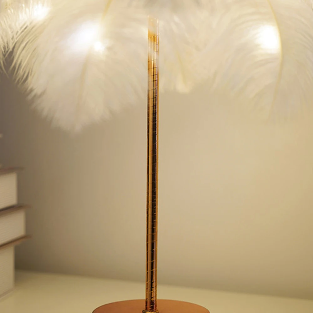 

Feather Table Lamp Remote Control LED Bedside Lamp Night Light For Home Bedroom Living Room Valentines Day Party Decor