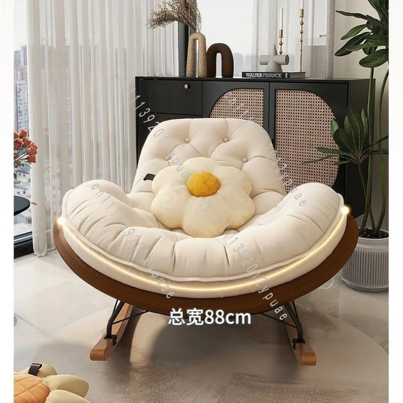 Adult Single Lazy Rocking Chair, Indoor Leisure Recliner Seat for Bedroom, Living Room & Balcony Relaxation
