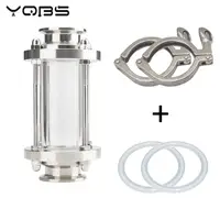 Dioptrías de cristal de flujo sanitario YQBS, ajuste de 1,5 "", triple abrazadera, tubo de 38mm OD SUS 304, acero inoxidable para producto de diario casero