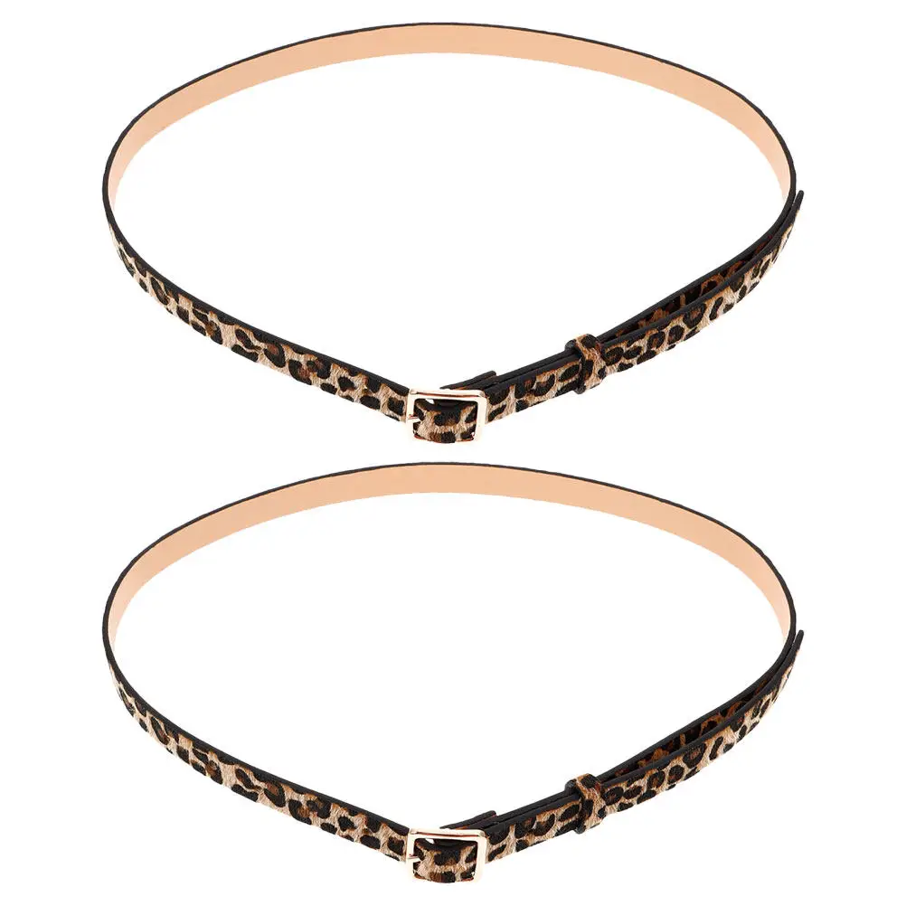 

2 шт. леопардовых поясов-ремней для женщин, регулируемый пояс с металлической пряжкой, модный ремень с животным принтом для брюк