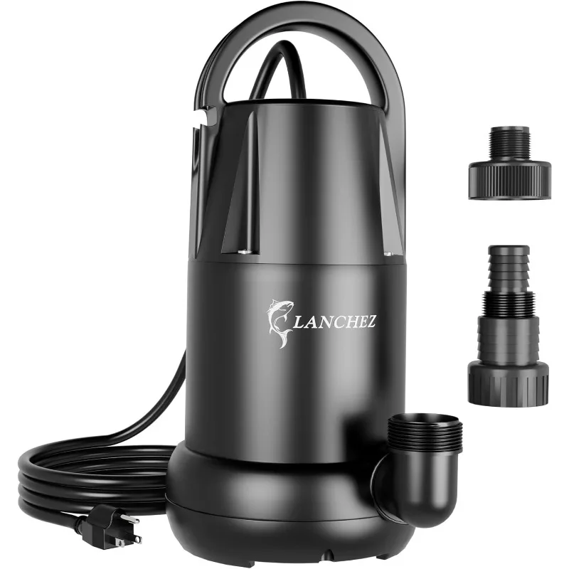 

Portable Submersible Water Sump Pump Remove Water Level Down to Last-inch, 4450GPH Handy Utility Pump with 25FT Cord