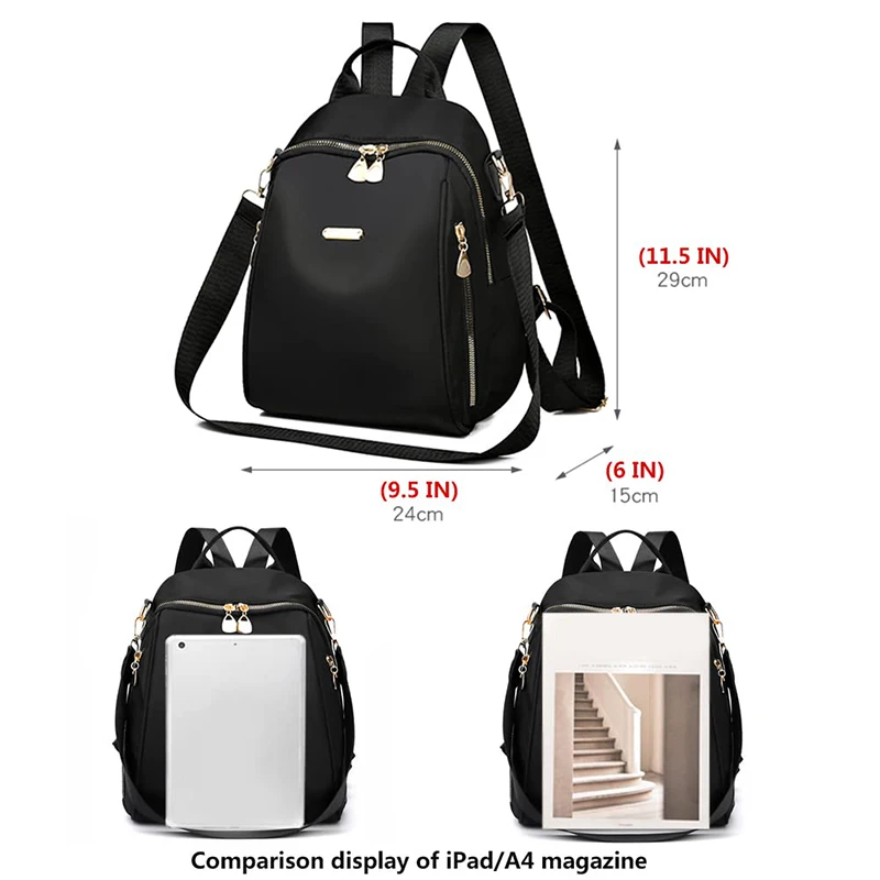 Women\'s Backpack Small Theft-Proof Bags Handbag Shoulder Bag Handbags City Elegant Women Canvas Safety Backpack Black Backpack