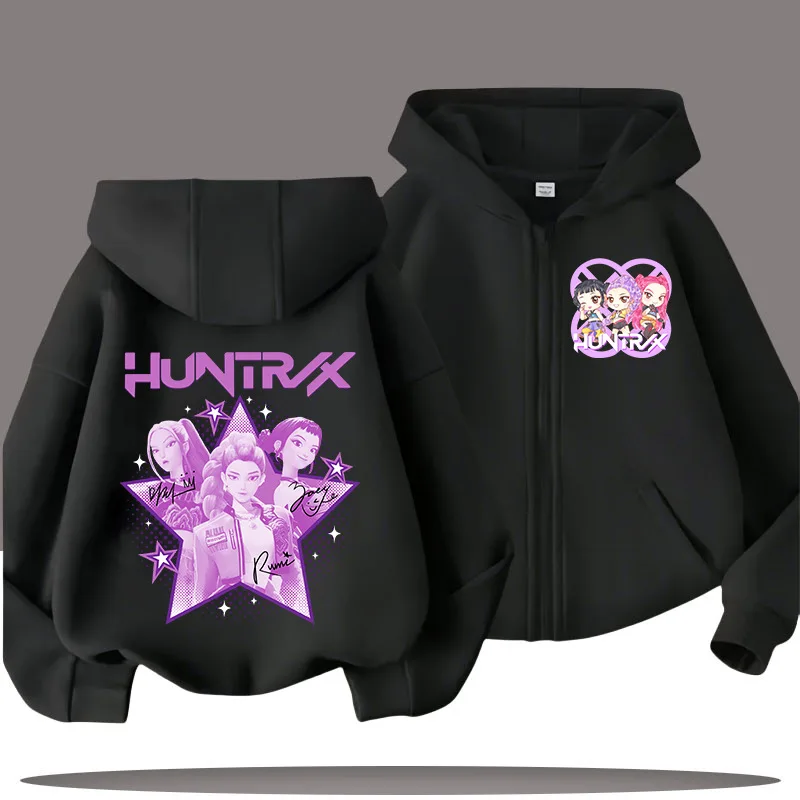 

Kpop Demon Hunter Hooded Jacket Zip Coat Girls Anime Huntrix Hoodies Kids Autumn Clothes Children Long Sleeve Zipper Sweatshirt