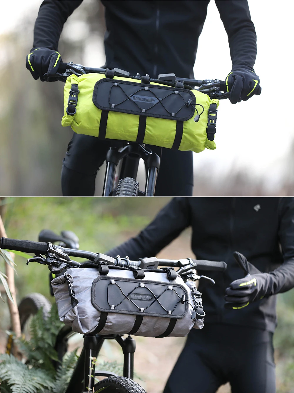 Rhinowalk Fahrrad-Lenkertasche, 12 l, wasserdichtes Fahrradhalter-Set, Fahrradtaschenbasis mit austauschbarer innerer Trockentasche, Gepäckaufbewahrung – Detail 15