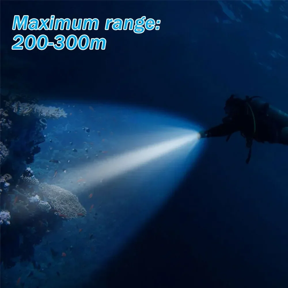 Super bright P70 diving flashlight xhp70.2 led ipx8 rated dwaterproof professional diving light powered by 18650 or 26650 batter