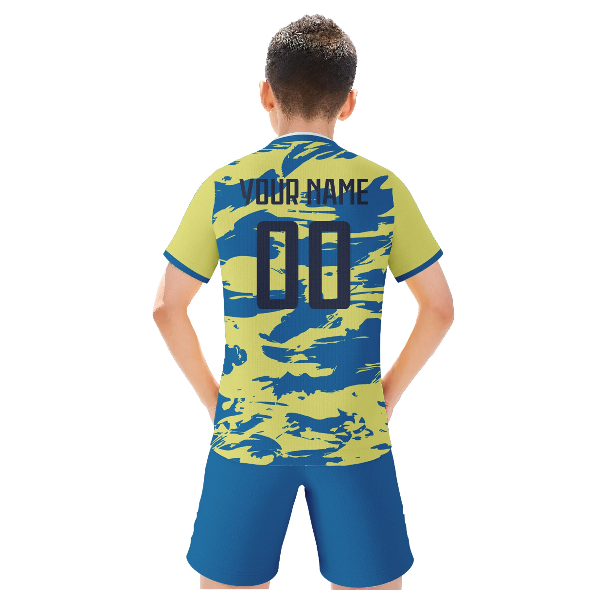 

Custom Sweden Soccer Jersey Shorts Set Personalized Kids Football Team Uniform with Print Name Number Boys Girls Fans Gift
