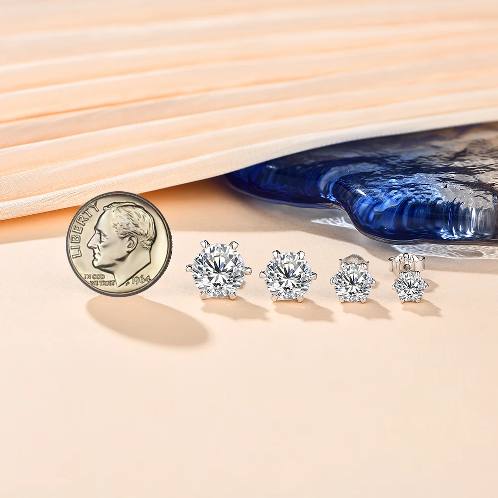 جديد وصول 2.0 قيراط مويسانيتي الأحجار الكريمة وأقراط للنساء الصلبة 925 فضة D اللون سوليتير غرامة مجوهرات