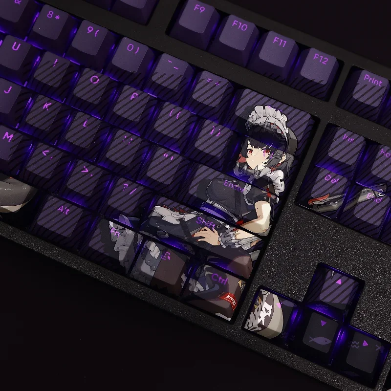 Ellen Joe Gaming Keycap Set PBT Sublimation Cherry Profile Keycaps for Mechanical Keyboard Accessories Custom Keycaps Shark Girl