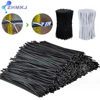 20-500Pcs Black White Plastic Coated Iron Wire Twists Ties Cable Ties Organizer length 80mm 100mm 150mm