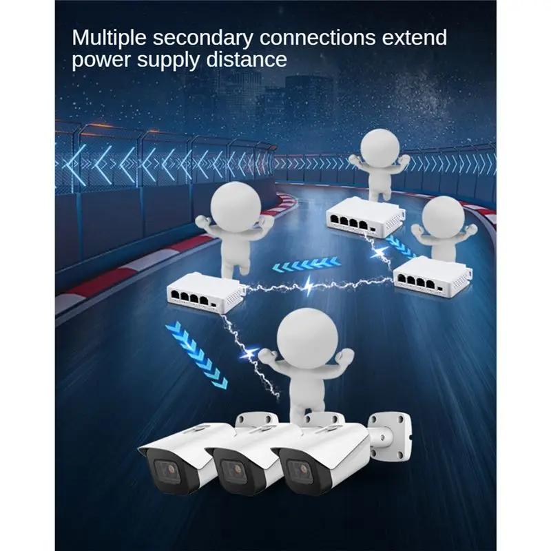 A41Z-1 إلى 3 منافذ Poe موسع Poe مكرر IEEE802.3Af لموسع نقل IP لكاميرا POE Switch NVR IP