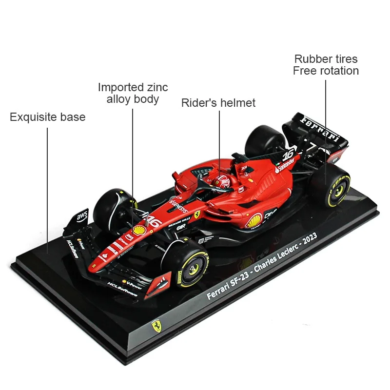 Bburago 1:24 scuderia ferrari team sf23 f1 rennsport legierung automodell #16 charles leclerc #55 carlos sainz formel druckguss spielzeug