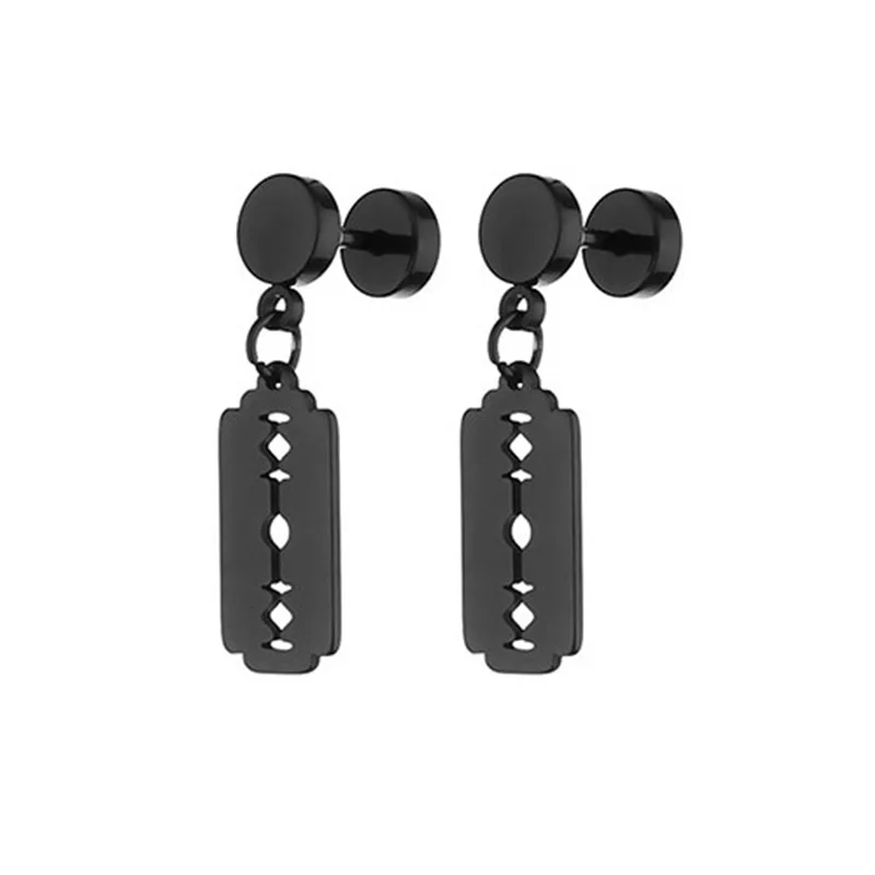 1 Pair Punk Small Black Stud Earrings For Women/Men Boy Zircon Geometry Stainless Steel Gothic Jewelry Accessories Best Gifts